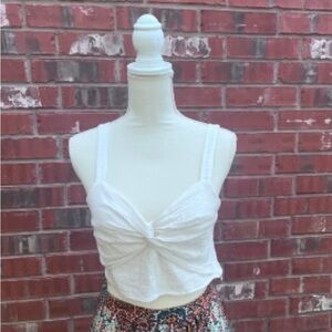Zara 100% Cotton White Knotted Women's Crop Top(L)